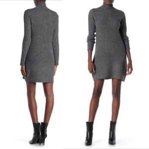 ZARA GREY KNITTED WOOL BLEND HIGH NECK CABLE JUMPER SWEATER DRESS TURTLENECK